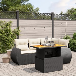 Maison exclusive - salon de jardin 5 pcs avec coussins noir résine tressée