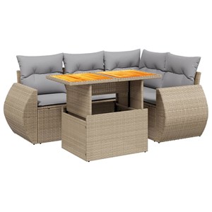Maison exclusive - salon de jardin avec coussins 5 pcs beige résine tressée