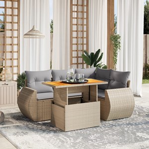 Maison exclusive - salon de jardin avec coussins 5 pcs beige résine tressée