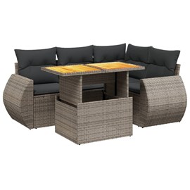 Maison exclusive - salon de jardin 5 pcs avec coussins gris résine tressée