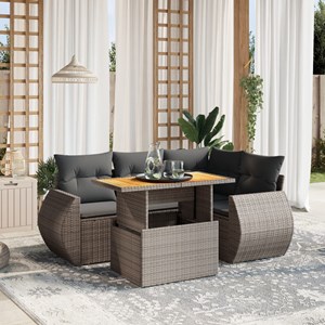 Maison exclusive - salon de jardin 5 pcs avec coussins gris résine tressée