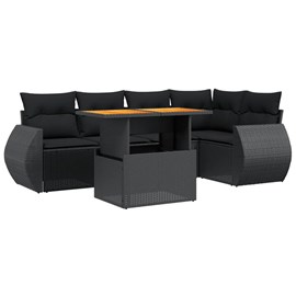 Maison exclusive - salon de jardin 6 pcs avec coussins noir résine tressée