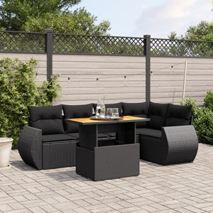 Maison exclusive - salon de jardin 6 pcs avec coussins noir résine tressée