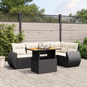 Maison exclusive - salon de jardin 6 pcs avec coussins noir résine tressée