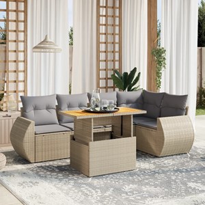 Maison exclusive - salon de jardin avec coussins 6 pcs beige résine tressée