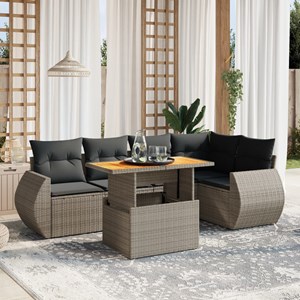Maison exclusive - salon de jardin 6 pcs avec coussins gris résine tressée
