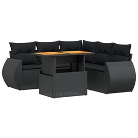 Maison exclusive - salon de jardin 6 pcs avec coussins noir résine tressée