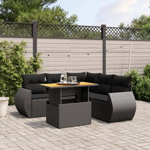 Maison exclusive - salon de jardin 6 pcs avec coussins noir résine tressée