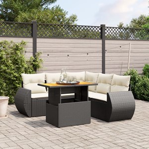 Maison exclusive - salon de jardin 6 pcs avec coussins noir résine tressée