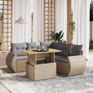 Maison exclusive - salon de jardin avec coussins 6 pcs beige résine tressée