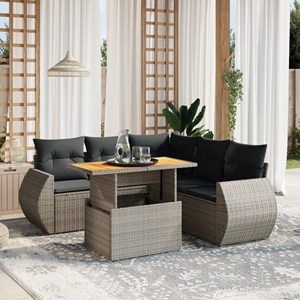 Maison exclusive - salon de jardin 6 pcs avec coussins gris résine tressée