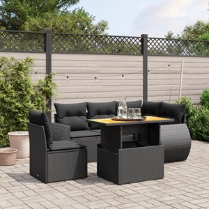 Maison exclusive - salon de jardin 6 pcs avec coussins noir résine tressée