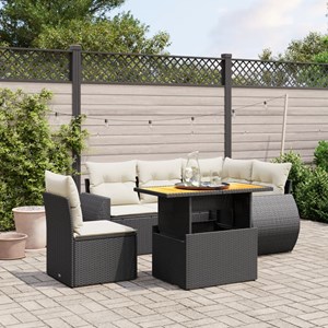 Maison exclusive - salon de jardin 6 pcs avec coussins noir résine tressée