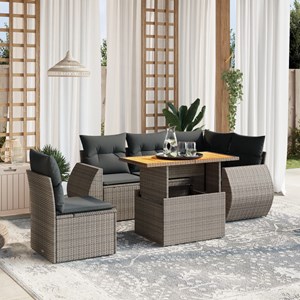 Maison exclusive - salon de jardin 6 pcs avec coussins gris résine tressée