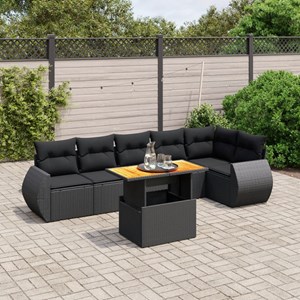 Maison exclusive - salon de jardin 7 pcs avec coussins noir résine tressée