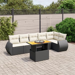 Maison exclusive - salon de jardin 7 pcs avec coussins noir résine tressée