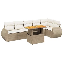 Maison exclusive - salon de jardin avec coussins 7 pcs beige résine tressée