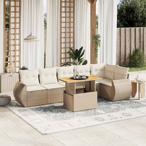 Maison exclusive - salon de jardin avec coussins 7 pcs beige résine tressée