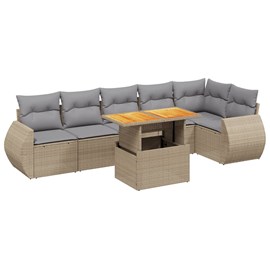 Maison exclusive - salon de jardin avec coussins 7 pcs beige résine tressée