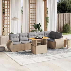Maison exclusive - salon de jardin avec coussins 7 pcs beige résine tressée