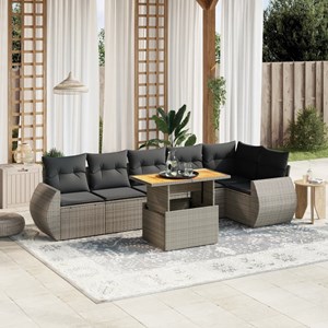 Maison exclusive - salon de jardin avec coussins 7 pcs gris résine tressée