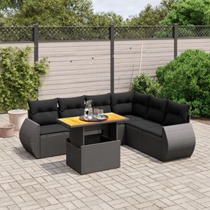 Maison exclusive - salon de jardin 7 pcs avec coussins noir résine tressée