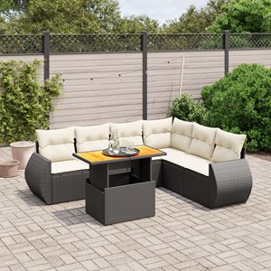 Maison exclusive - salon de jardin 7 pcs avec coussins noir résine tressée