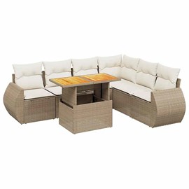 Maison exclusive - salon de jardin avec coussins 7 pcs beige résine tressée