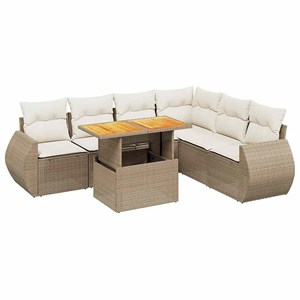 Maison exclusive - salon de jardin avec coussins 7 pcs beige résine tressée