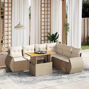 Maison exclusive - salon de jardin avec coussins 7 pcs beige résine tressée