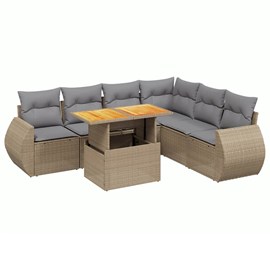 Maison exclusive - salon de jardin avec coussins 7 pcs beige résine tressée