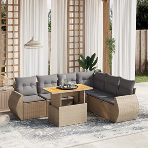 Maison exclusive - salon de jardin avec coussins 7 pcs beige résine tressée
