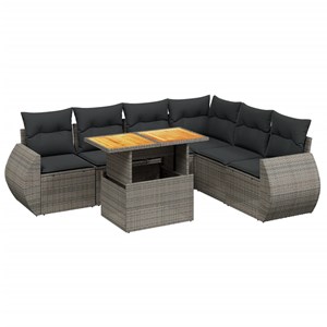 Maison exclusive - salon de jardin avec coussins 7 pcs gris résine tressée