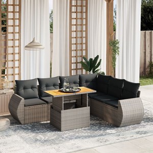 Maison exclusive - salon de jardin avec coussins 7 pcs gris résine tressée