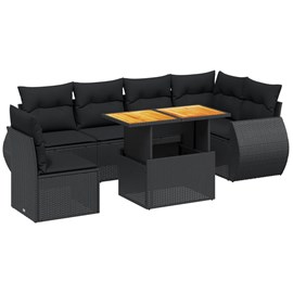 Maison exclusive - salon de jardin 7 pcs avec coussins noir résine tressée