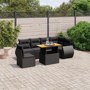 Maison exclusive - salon de jardin 7 pcs avec coussins noir résine tressée