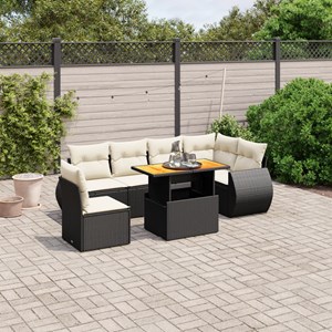 Maison exclusive - salon de jardin 7 pcs avec coussins noir résine tressée