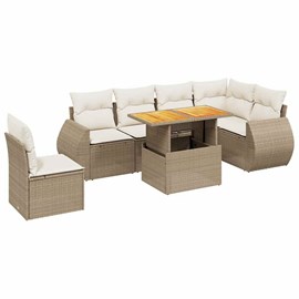 Maison exclusive - salon de jardin avec coussins 7 pcs beige résine tressée