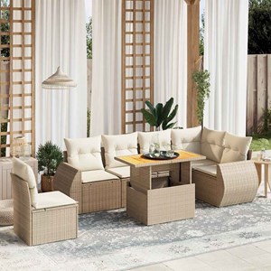 Maison exclusive - salon de jardin avec coussins 7 pcs beige résine tressée