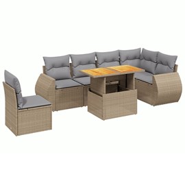 Maison exclusive - salon de jardin avec coussins 7 pcs beige résine tressée