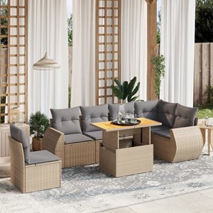 Maison exclusive - salon de jardin avec coussins 7 pcs beige résine tressée