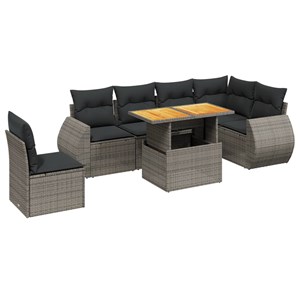 Maison exclusive - salon de jardin avec coussins 7 pcs gris résine tressée