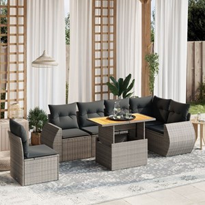 Maison exclusive - salon de jardin avec coussins 7 pcs gris résine tressée