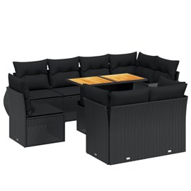 Maison exclusive - salon de jardin 9 pcs avec coussins noir résine tressée