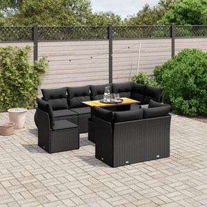 Maison exclusive - salon de jardin 9 pcs avec coussins noir résine tressée