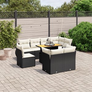 Maison exclusive - salon de jardin 9 pcs avec coussins noir résine tressée