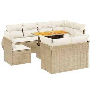 Maison exclusive - salon de jardin avec coussins 9 pcs beige résine tressée
