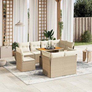 Maison exclusive - salon de jardin avec coussins 9 pcs beige résine tressée