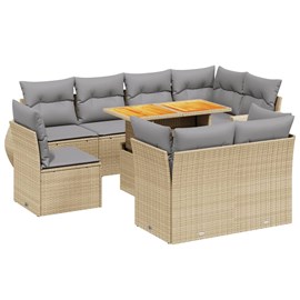 Maison exclusive - salon de jardin avec coussins 9 pcs beige résine tressée