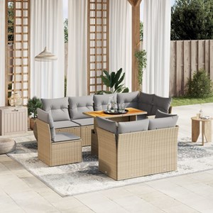 Maison exclusive - salon de jardin avec coussins 9 pcs beige résine tressée